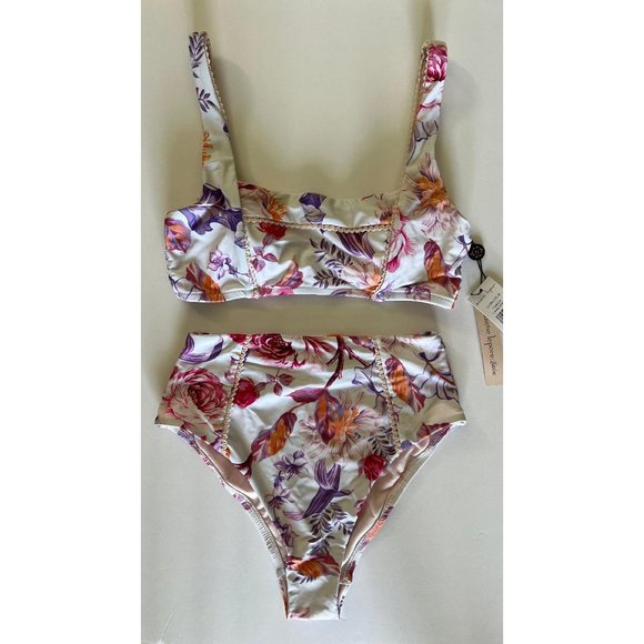 Nanette Lepore Cassia Square Neck High Waisted Bikini Set White Floral - Picture 4 of 8